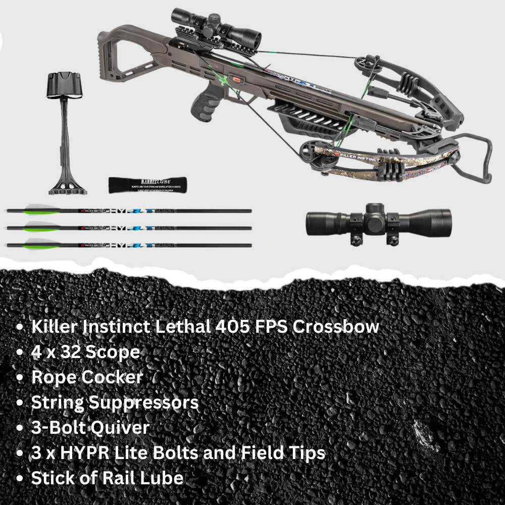 Killer Instinct Lethal 405 Scope Crossbow Package with 4x32 Crossbow Scope