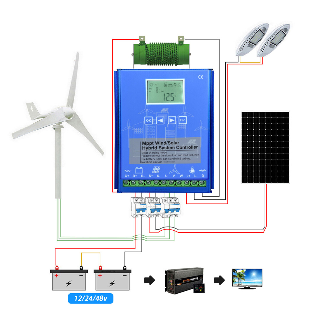3000W 48V Wind Turbine Generator With MPPT Charge Controller Regulator Kit Solar