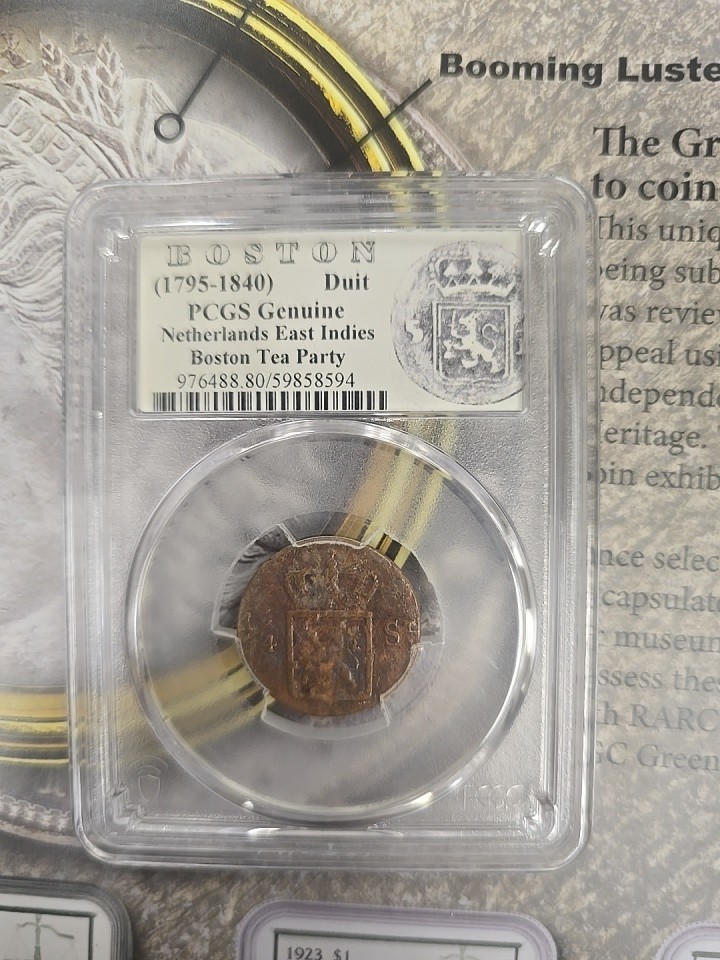 1795-1840 Boston Tea Party Duit Coin-PCGS Genuine Netherlands East Indies CJ-345