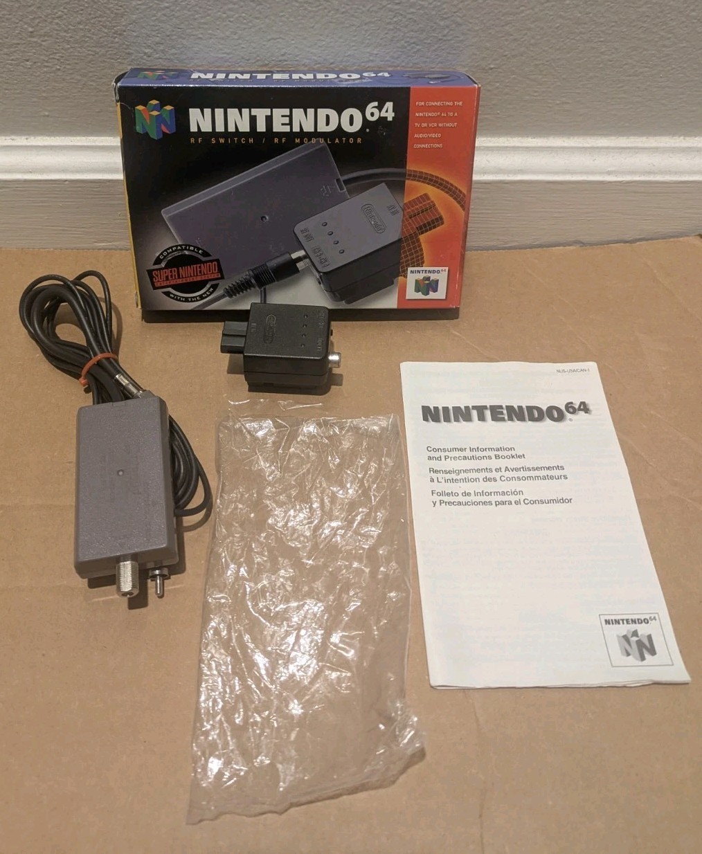 Nintendo 64 RF Switch/RF Modulator w/Box & Instructions N64