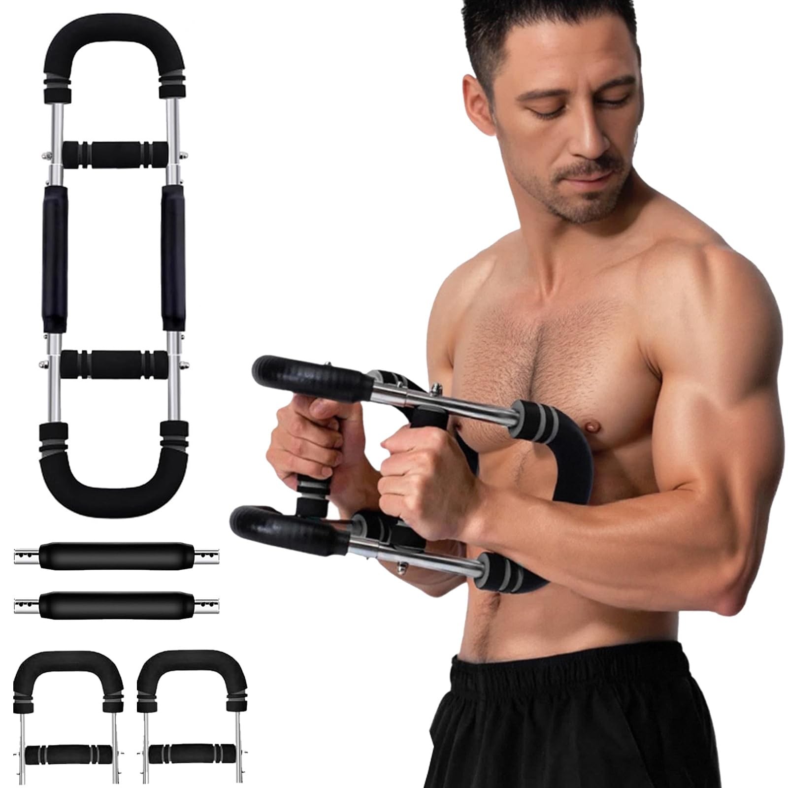 NOAOVO Arm Trainer, Adjustable Resistance Twister Exerciser Chest Black