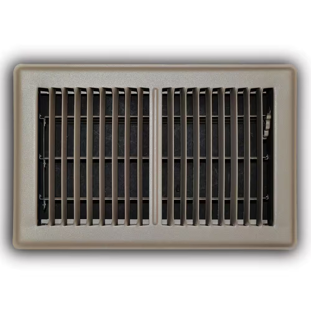 6 In. X 10 In. 2-Way Steel Floor Register in Brown