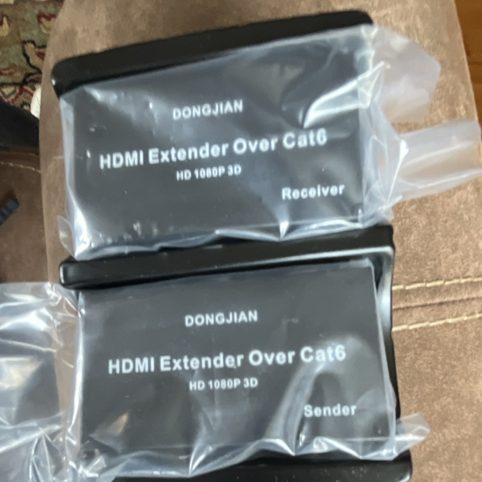 DONGJIAN HDMI Extender Over Cat6 Sender/Receiver Set Powered Black X0023S-Q43