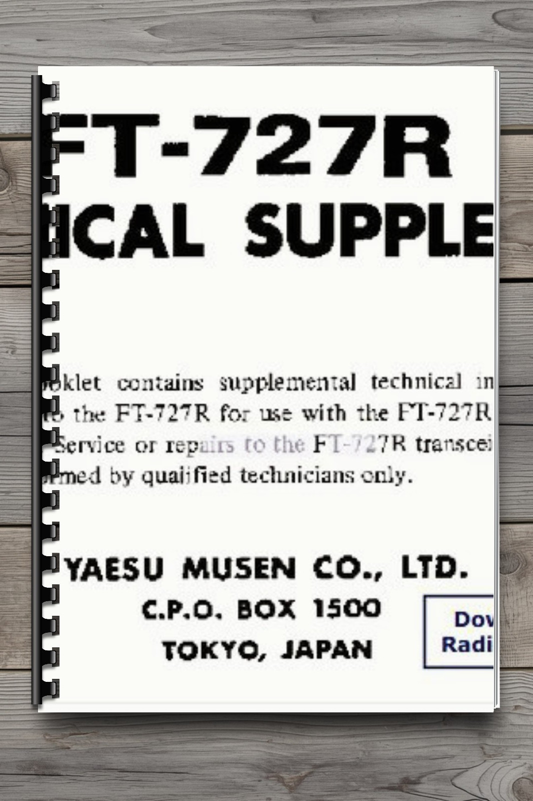 Yaesu FT-727R Technical Supplement Service Manual Comb Bound English Guide