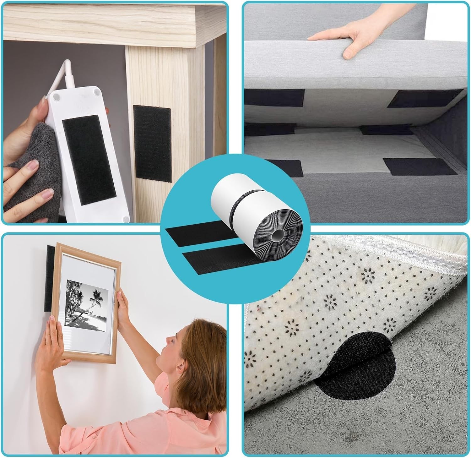 Easy-to-Use Black Adhesive Hook and Loop Tape - 4.4'' x 16.5' for DIY Projects