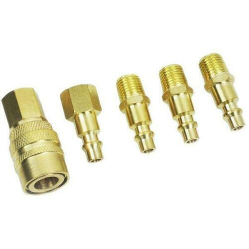 5 PC BRASS QUICK COUPLER CONNECTOR SET AIR HOSE LINE COMPRESSOR CONNECTION