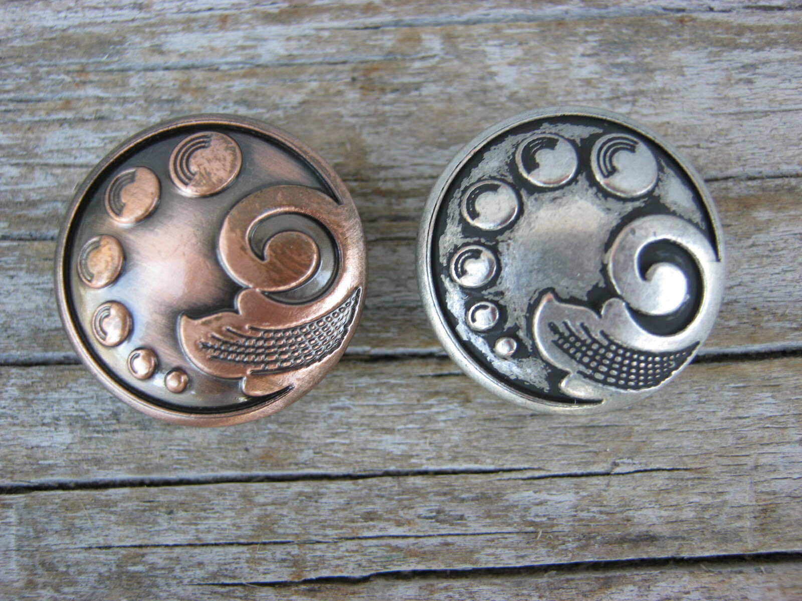 Set of 2 Jeremiah Watt Horseshoe Vintage 31 Spot Concho 3/4" Nickel Copper
