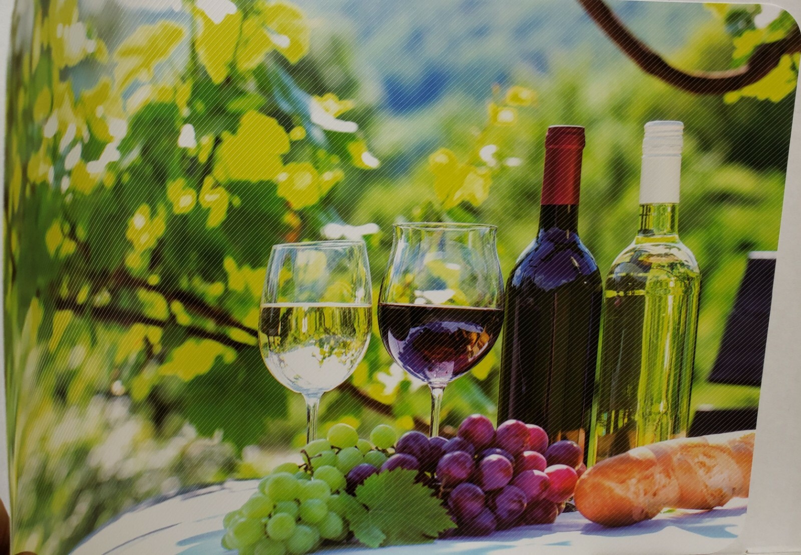 12 pc 3D Thin Plastic Set: 6 PLACEMATS & 6 COASTERS, WINE & GRAPES, Mirtex