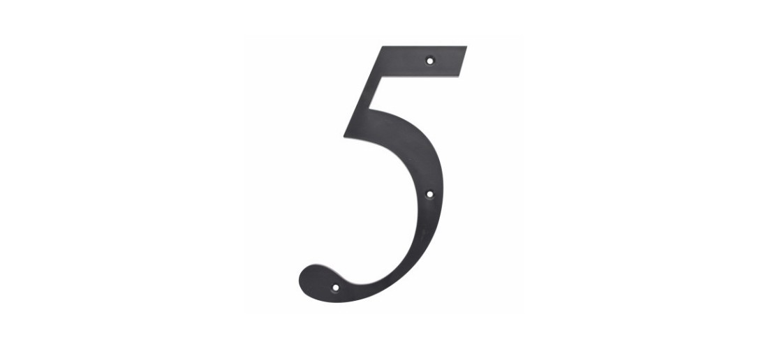 Hillman 847379 House Address Number 5, Nail-On, Black Plastic, 6 In.