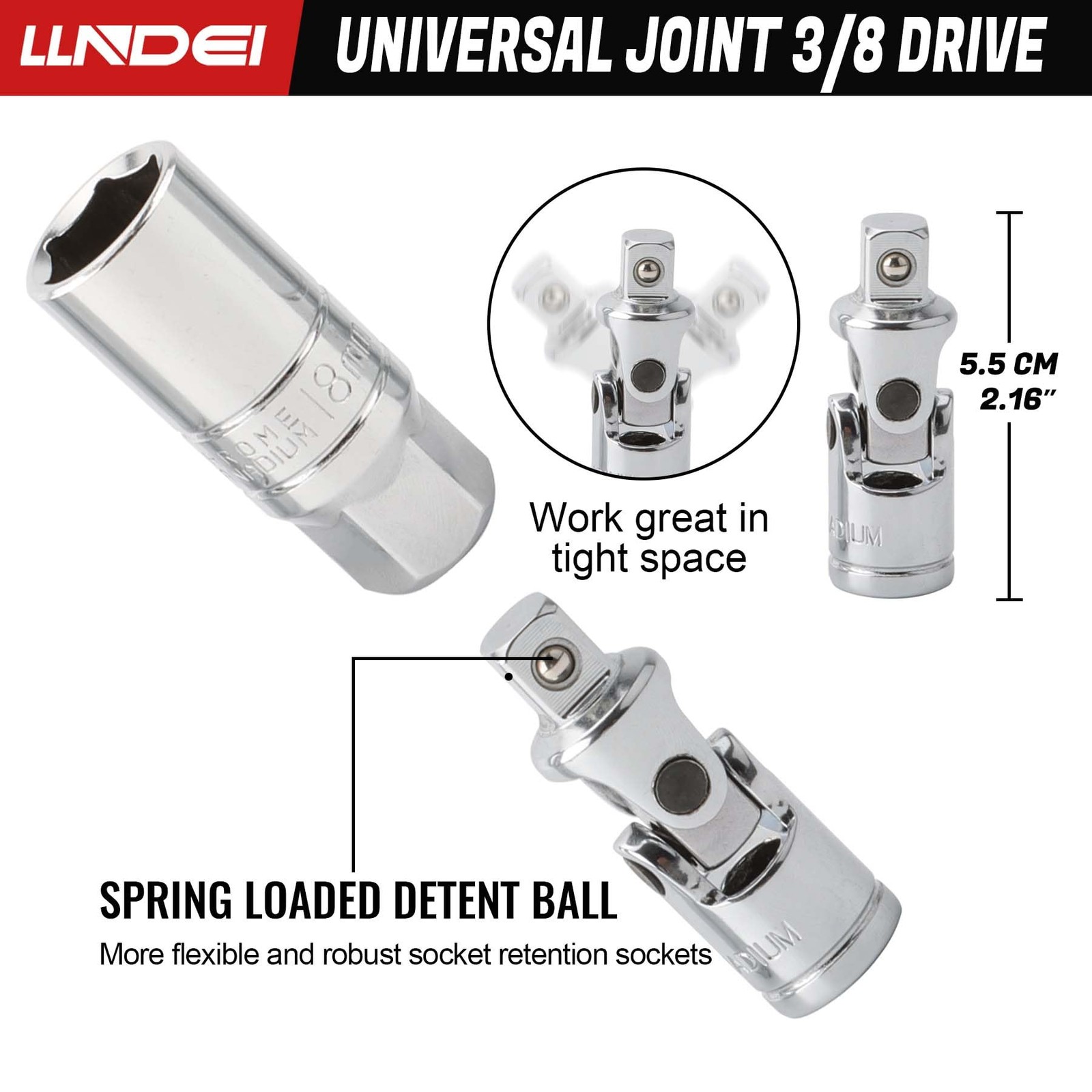 3/8" Drive Spark Plug Socket Set 7Pcs SAE/Metric CR-V