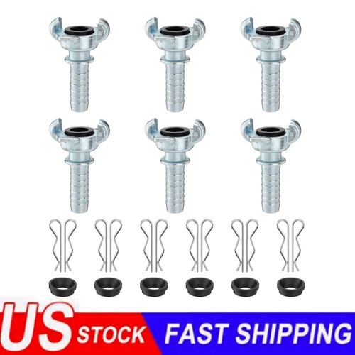 6PCS 3/4" NPT Iron Air Hose Fittings, Universal Couplings for Hose Ends US Stock
