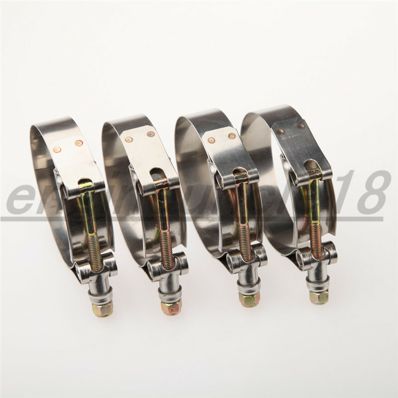 US 4PCS 3" Inch Turbo Pipe Hose Coupler T-bolt Clamps Stainless Steel 79mm-87mm