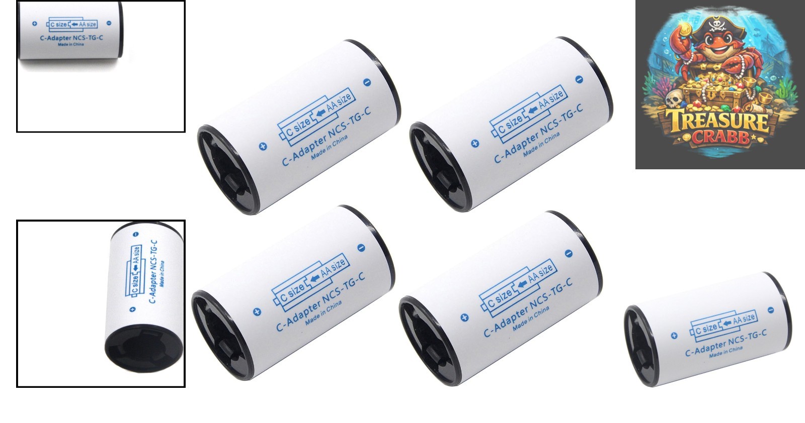 4-Pack AA to C Battery Converter Adapters - Lightweight and Portable Solution