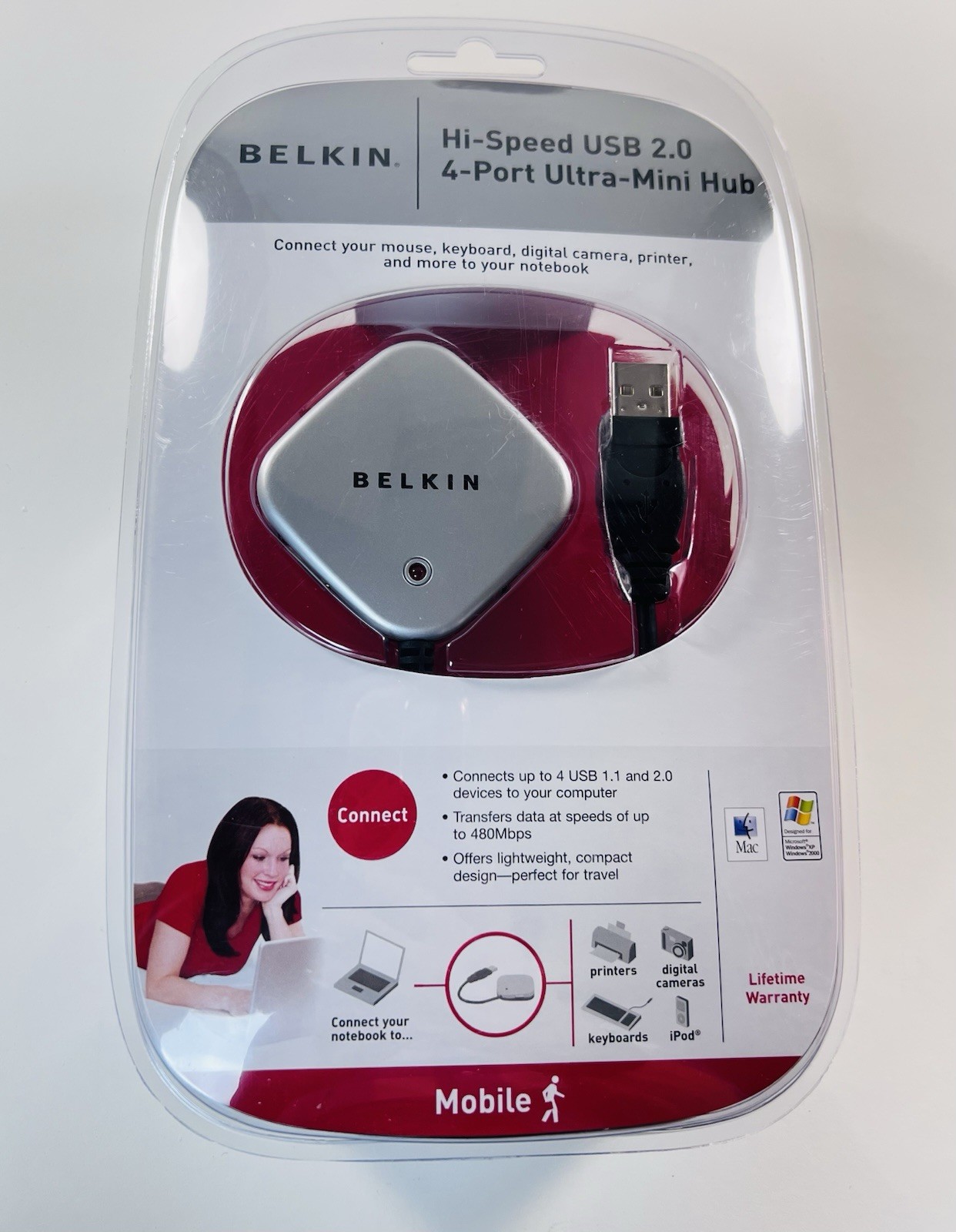 Belkin Hi-Speed USB 2.0 4-Port Ultra-Mini Hub Part F5U407 New-Factory Sealed