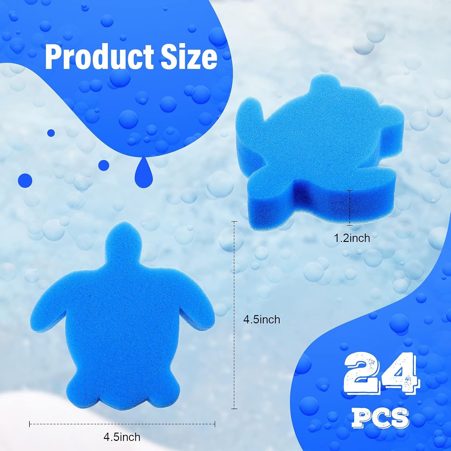 Chuangdi 24 Pieces Hot Tub Sponge, Turtle Oil Scum Absorbing Absorber Blue
