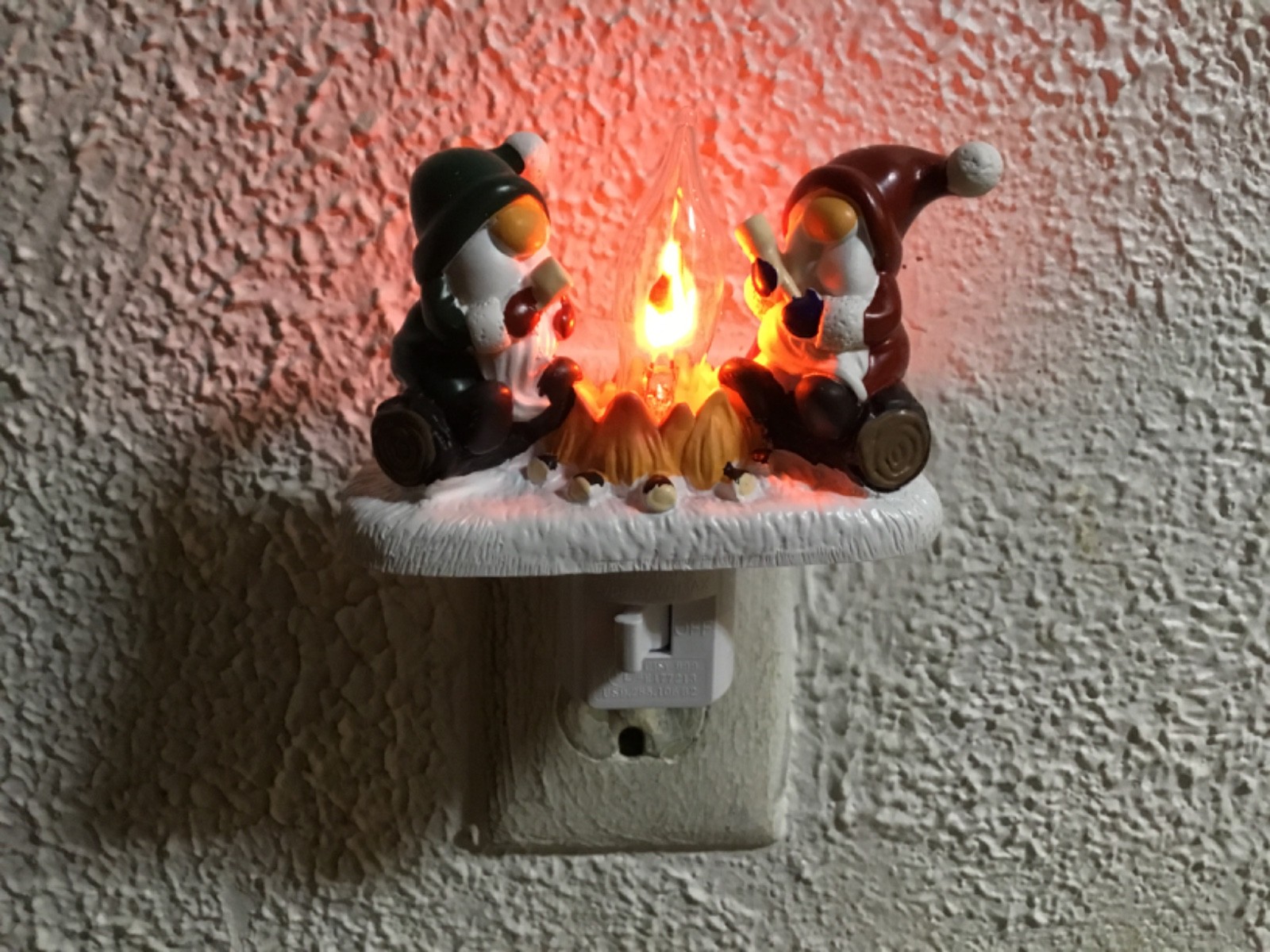 Gnomes Campfire Christmas Plug In Night Light