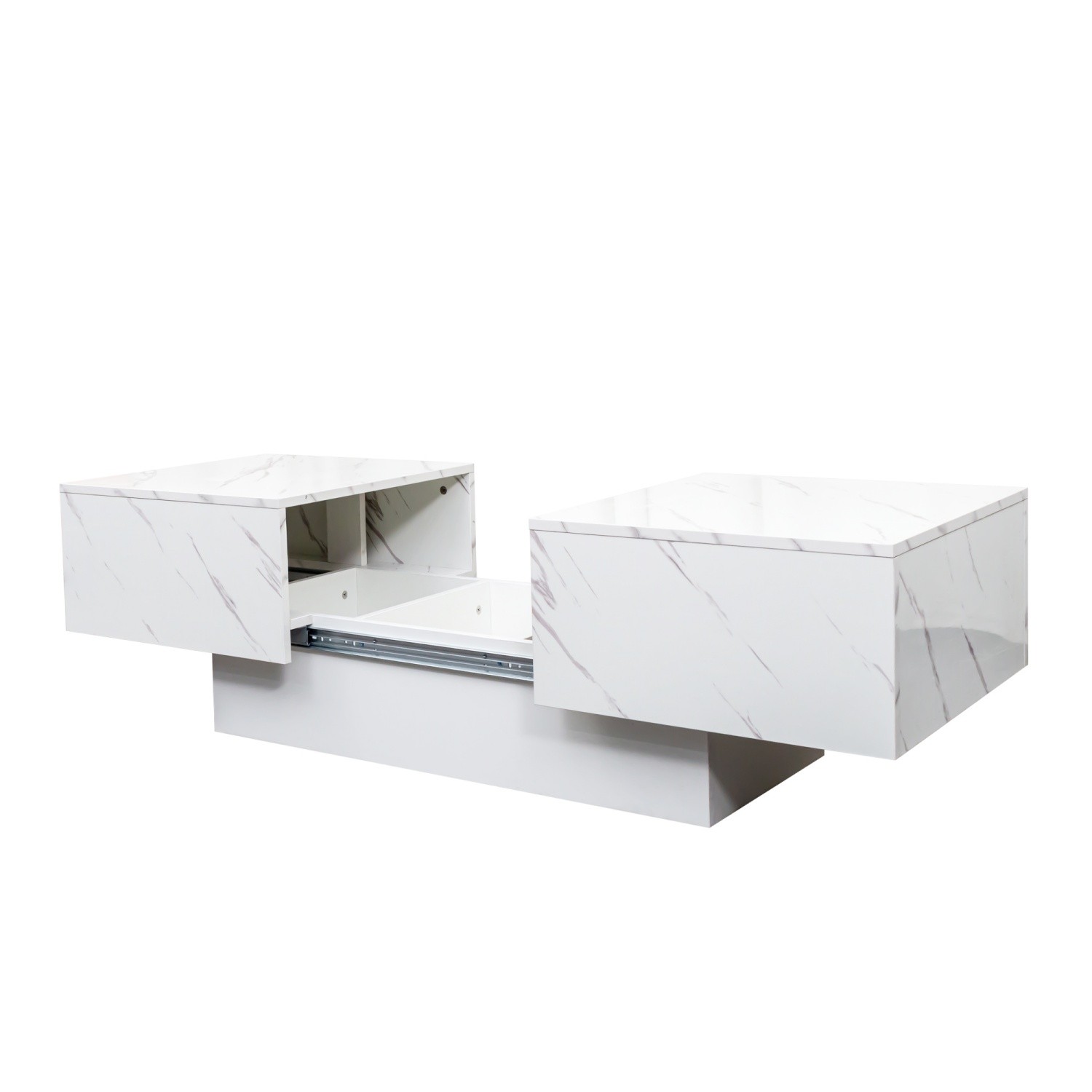 LED Coffee Table Center Cocktail Table w/ Sliding Tabletop & Hidden Compartment