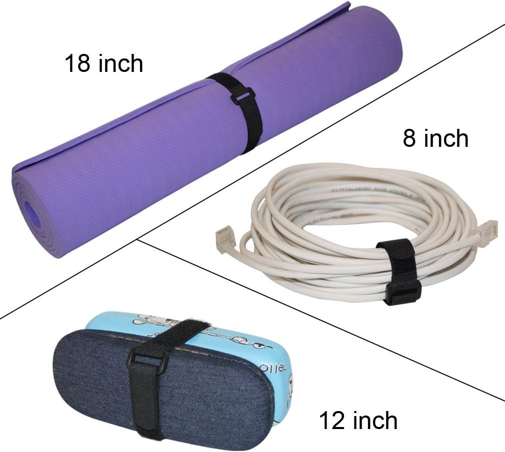 16 Pack] 1 x 18" Hook and Loop Reusable Fastening Nylon Cable Securing Straps...