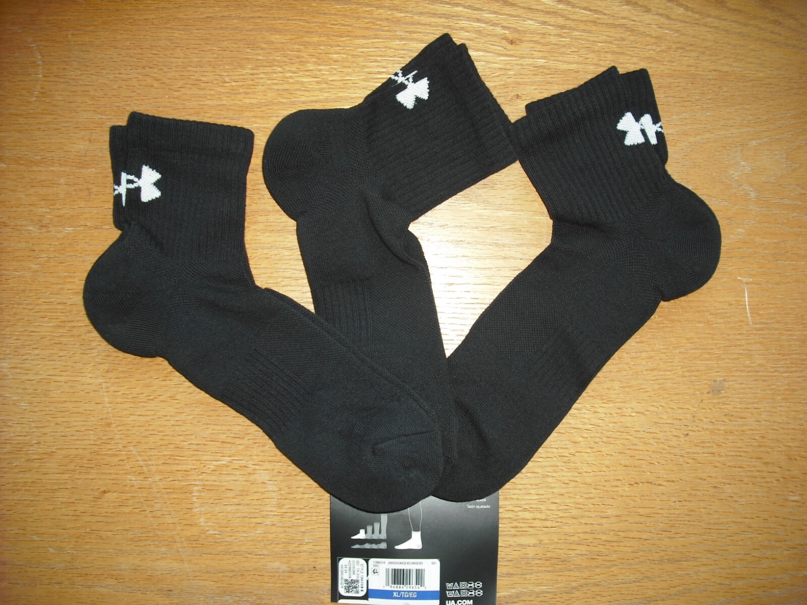Mens NWT UNDER ARMOUR 3" Quarter Ankle Socks 3prs Black Sz:XL (13-16) FREE SHIP!
