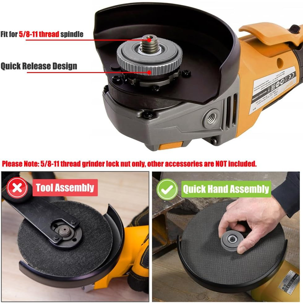 5/8"-11 Grinder Nut, Quick Release Angle Grinder Flange Nut 5/8-11 Grinder Locki