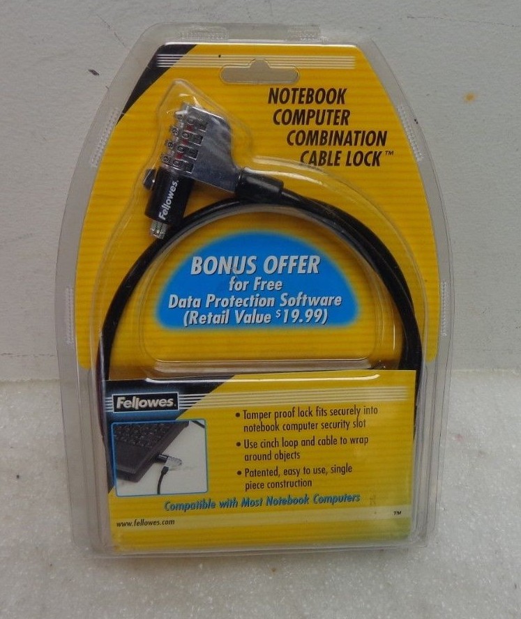 Fellowes Notebook Computer Combination Cable Lock #99432 New in Package