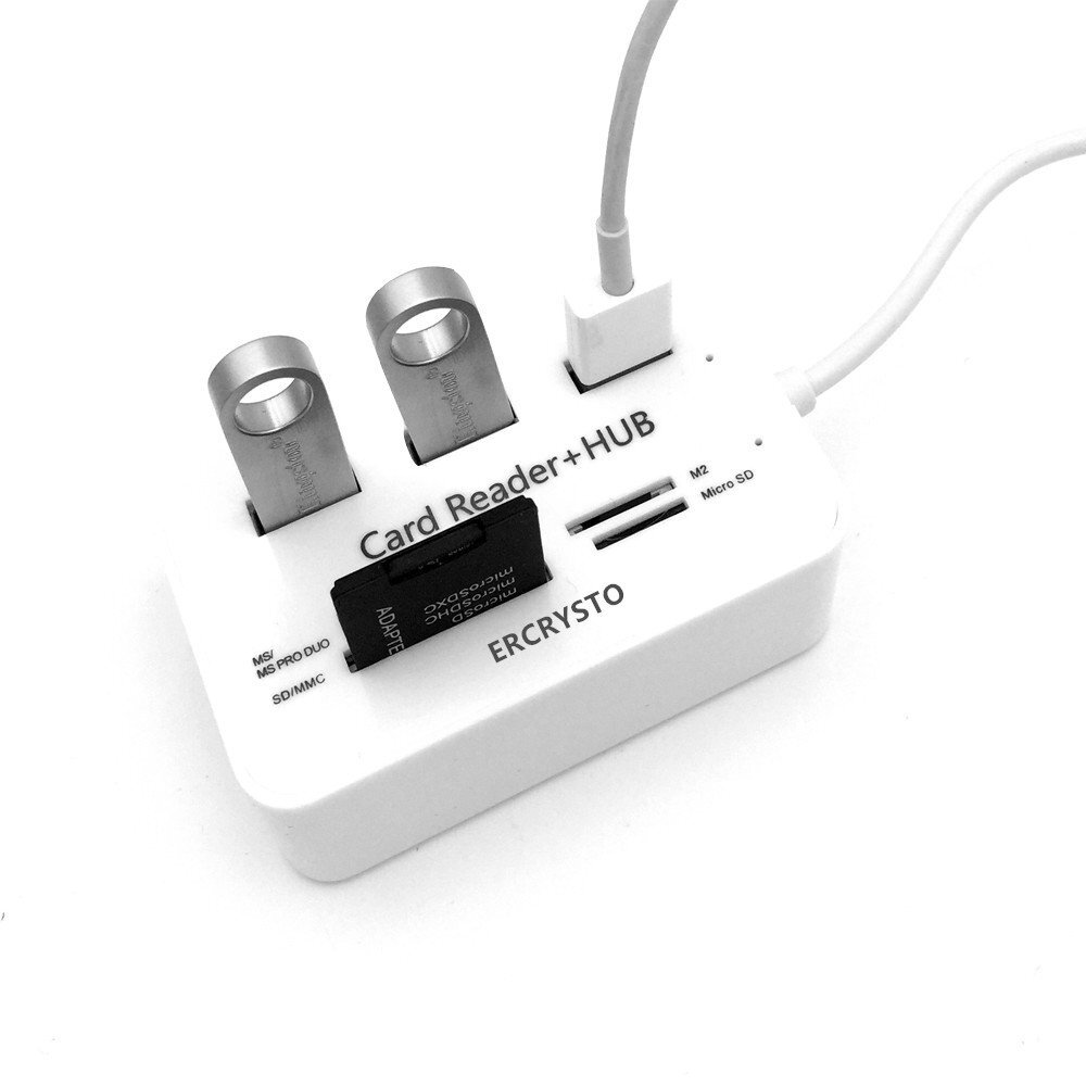 Card Reader And 3 Ports Usb Hub High Speed External Memory Card Reader ms Mi...