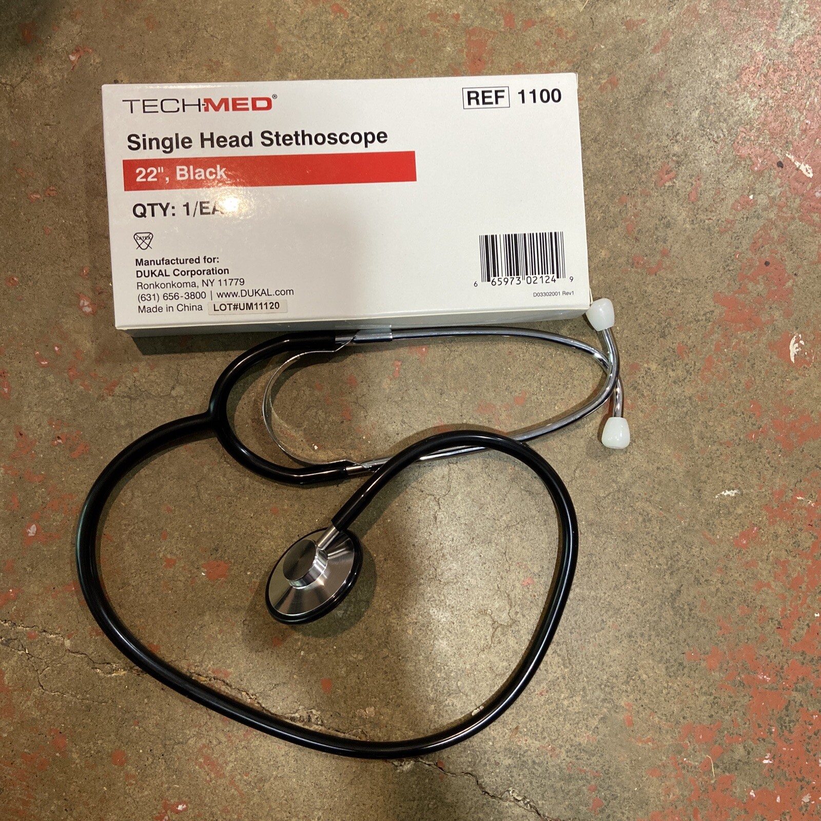 Tech Med Single Head Stethoscopes * Ref 1100 22" Long * BLACK *