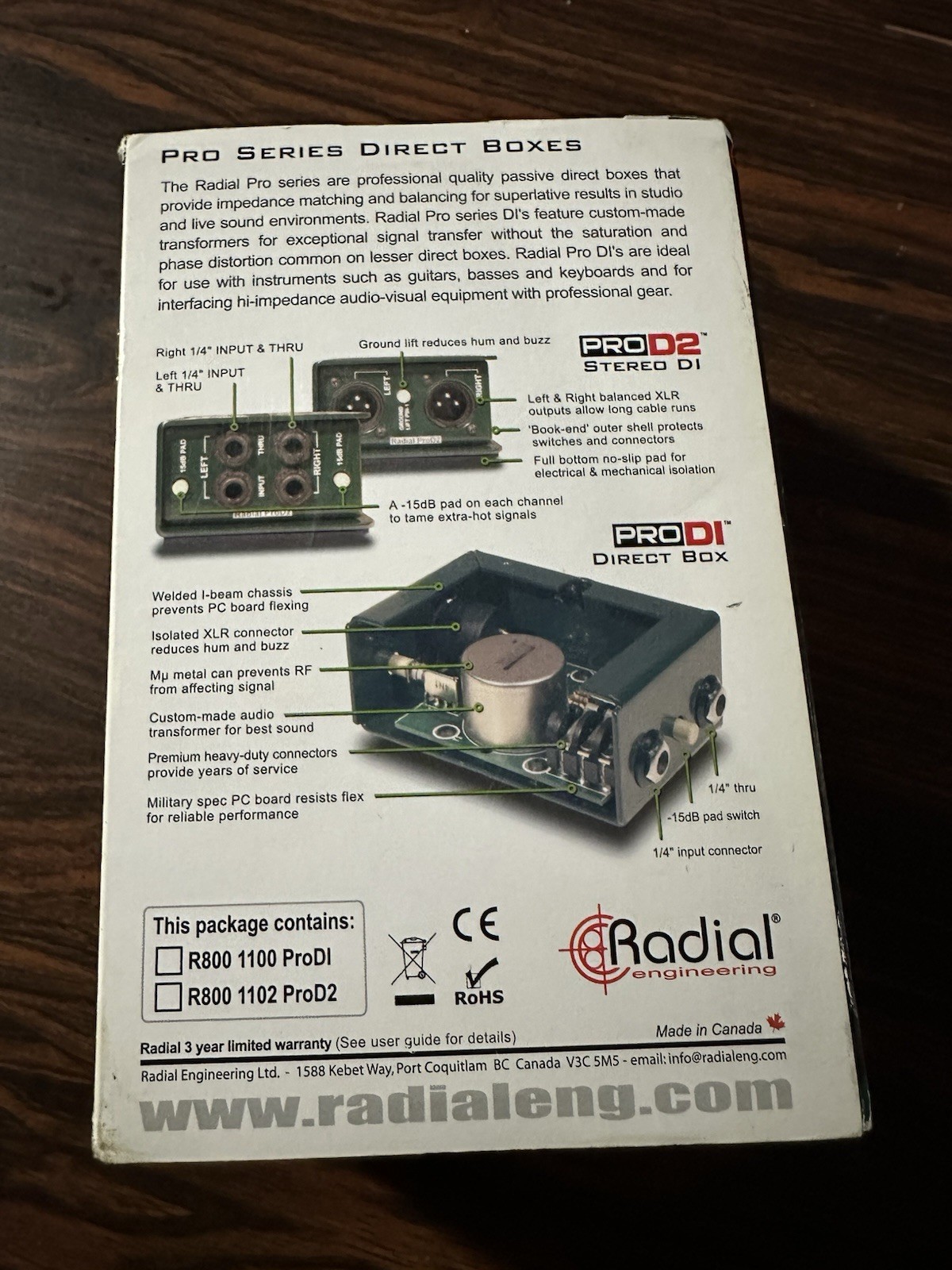 Radial Engineering ProDI Passive Direct Box Pro DI