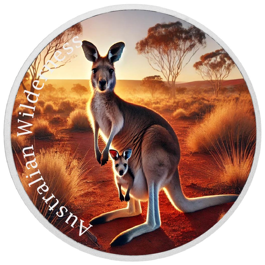 2025 Canada 1oz 9999 Silver BU Australian Wilderness Kangaroo & Joey Colour