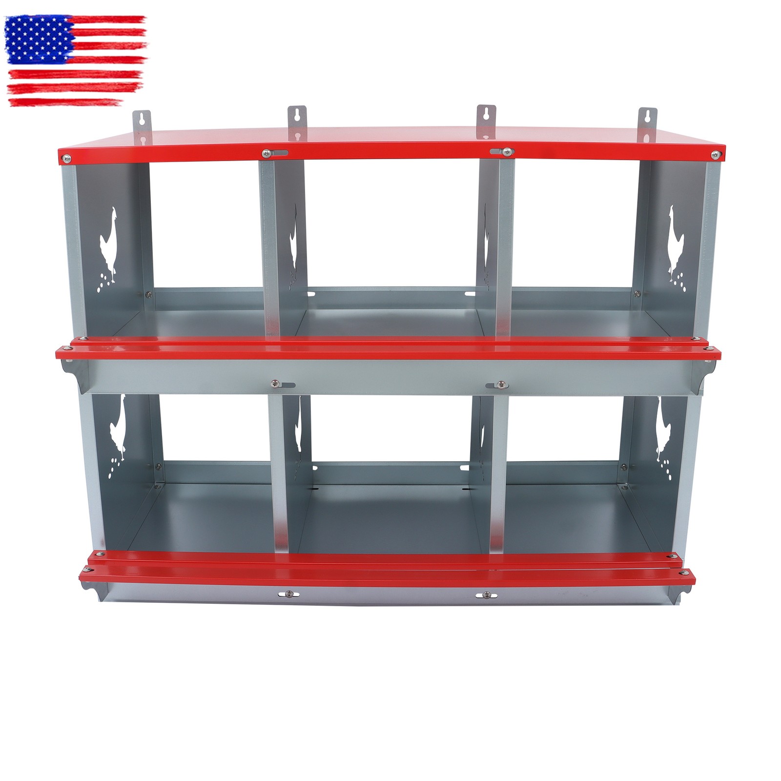 Chicken Nesting Boxes 6 Compartment Metal Poultry Nest Box Large Vented Holes