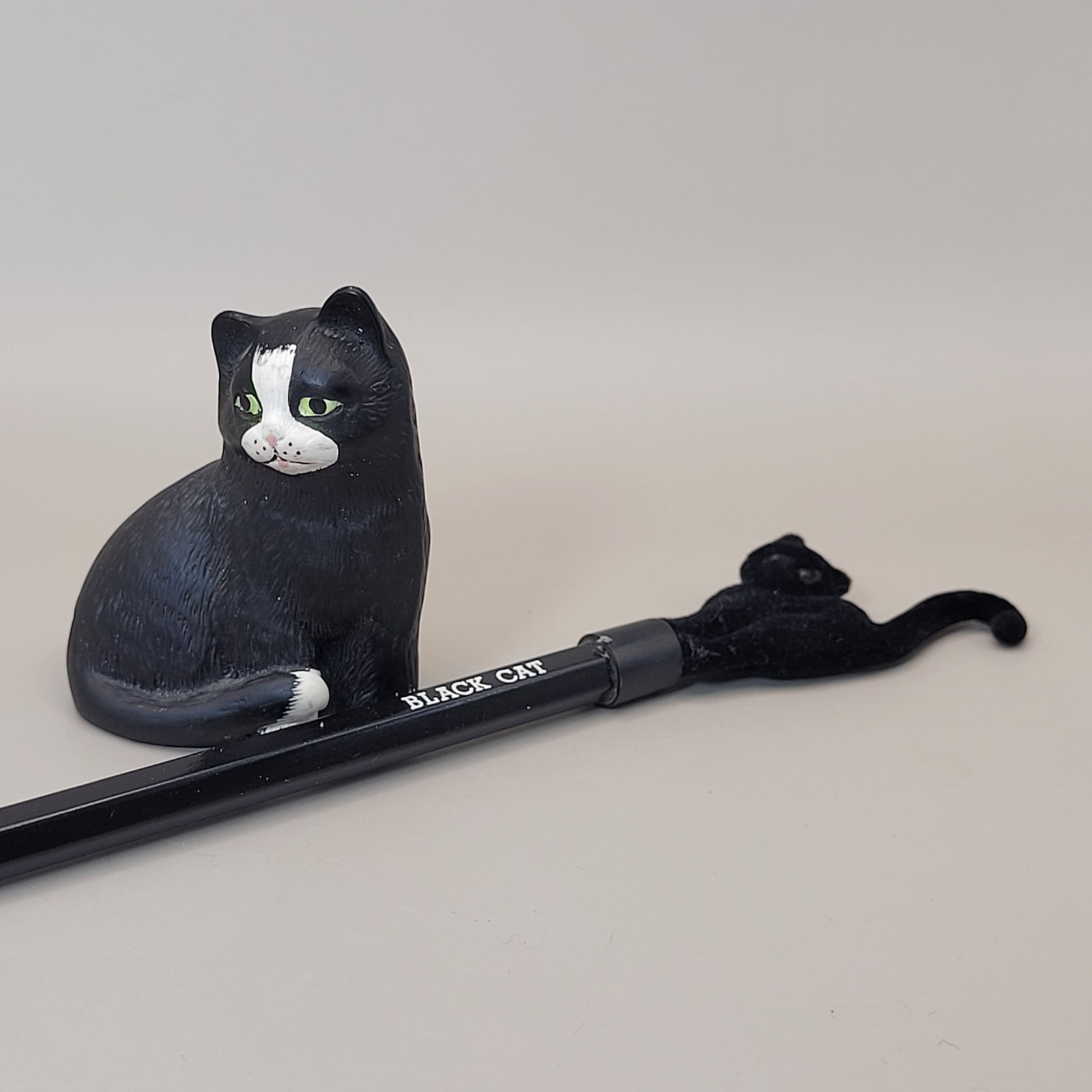 Vintage Dept. 56 Tuxedo Cat Pencil Sharpener 2.25" and Black Cat Pencil