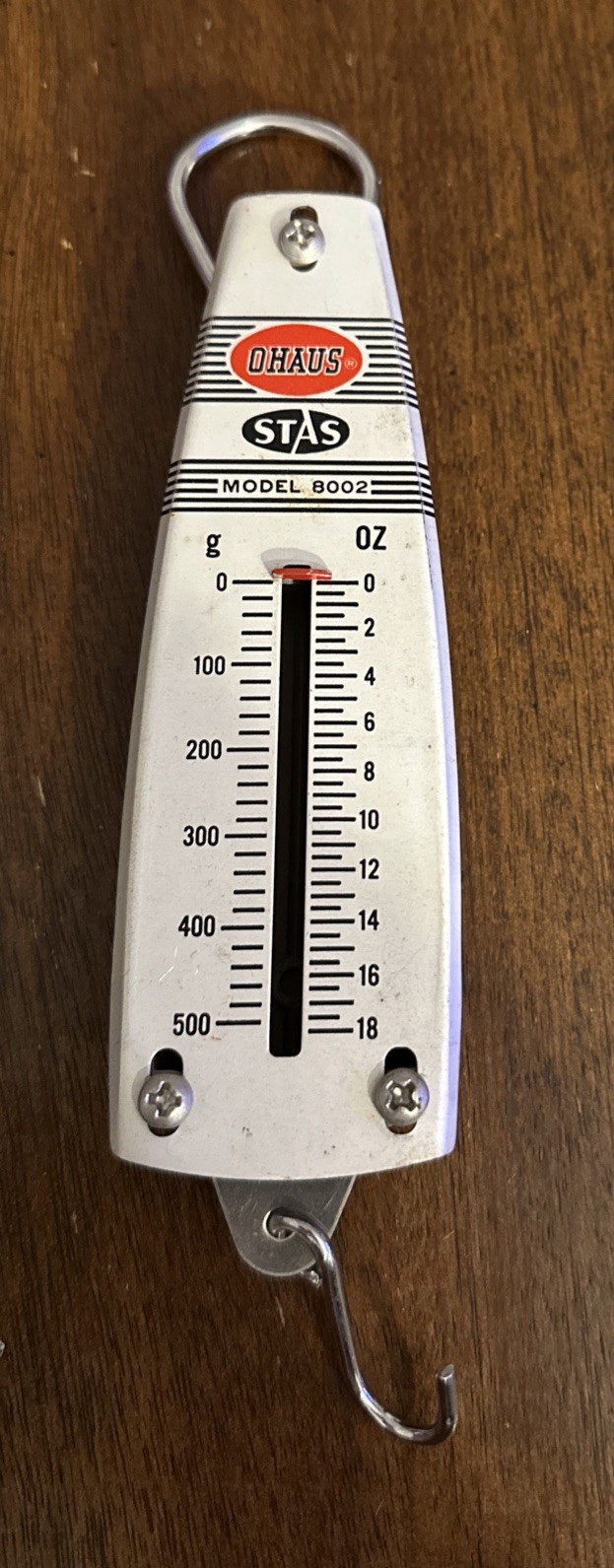 OHAUS Stas 8002 Hanging Scale 500g 18 Ounces Union NJ Made In USA VGC
