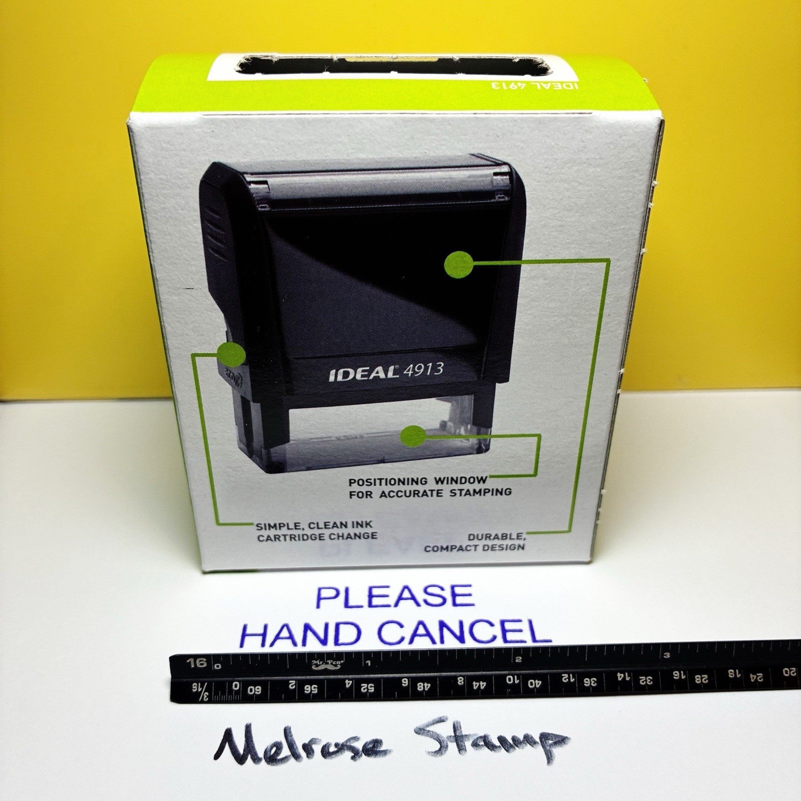 Please Hand Cancel Rubber Stamp Purple Ink Self Inking Ideal 4913