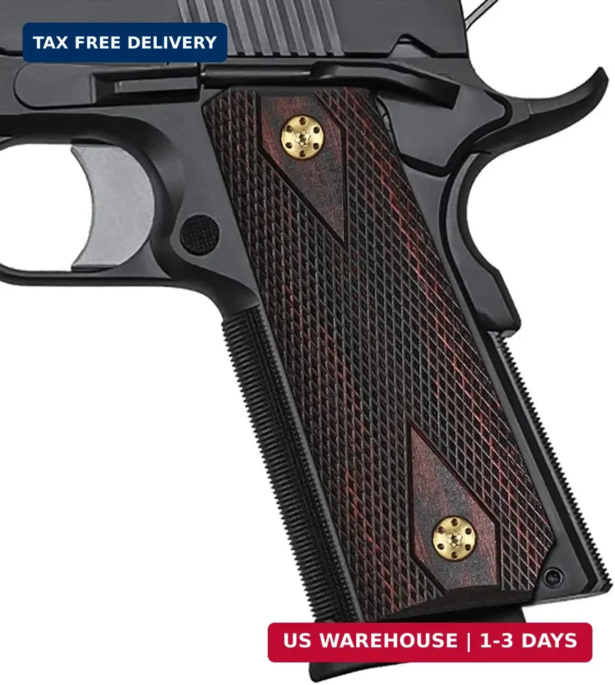 Cool Hand 1911 Rosewood Slim Grips, Gold Screws Included, Full Size(Government/C