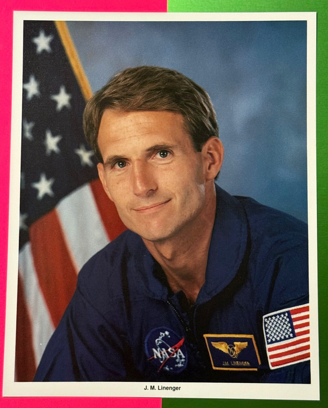 J.M. LINENGER STS ASTRONAUT  NASA RELEASED COLOR LITHO