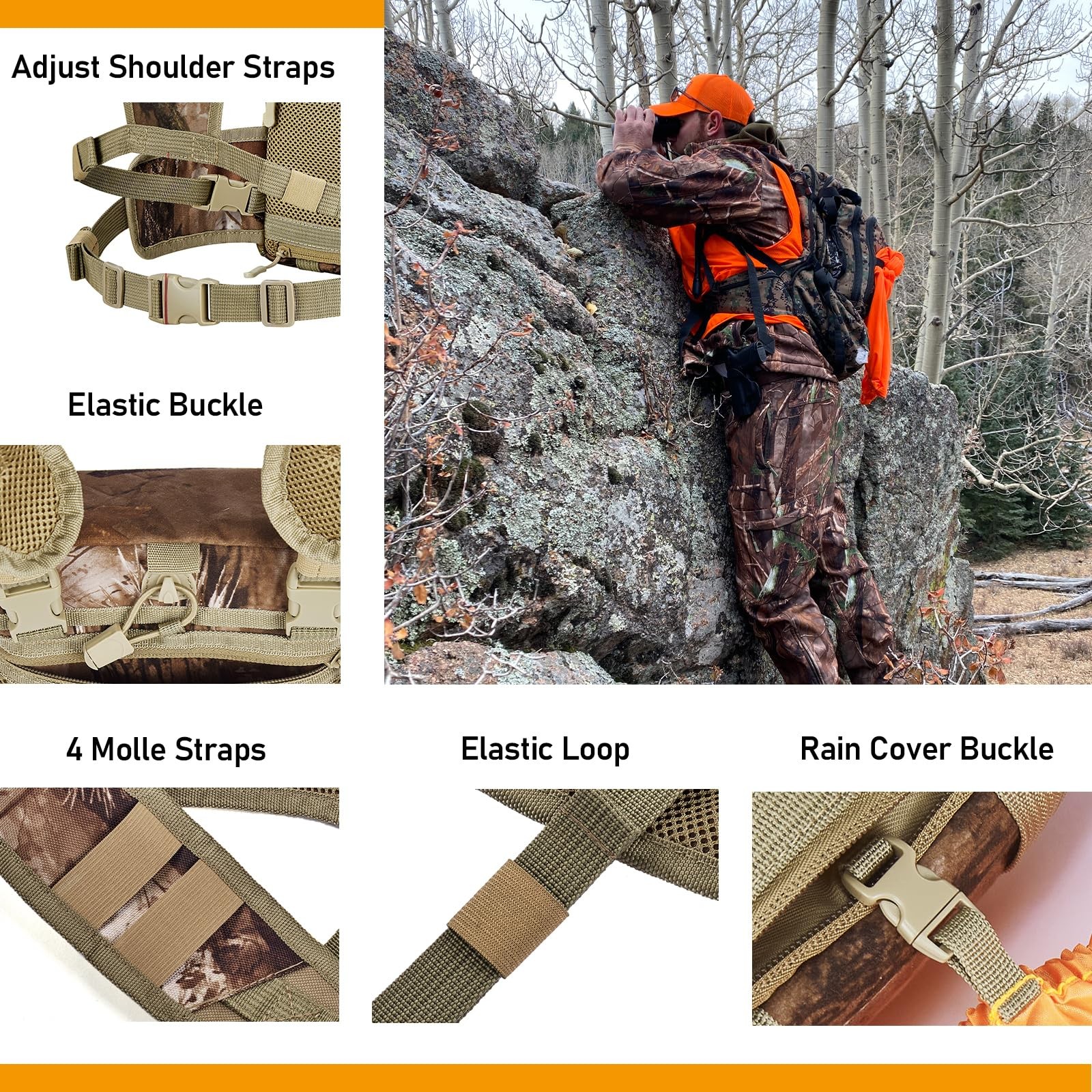 NEW VIEW Binocular Harness Chest Pack, Bino Case with Medium, Camo Quiet