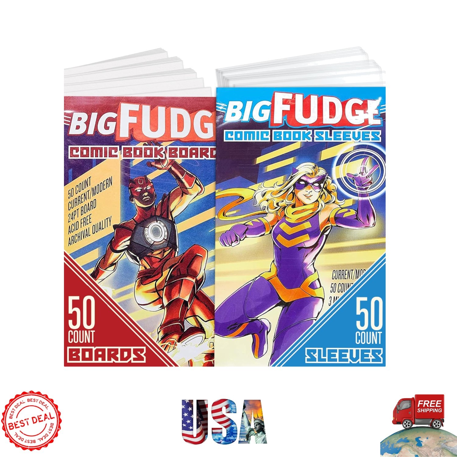 50  Acid-Free Comic Book Bags & Boards - Archival Protection, 7.25x10.5