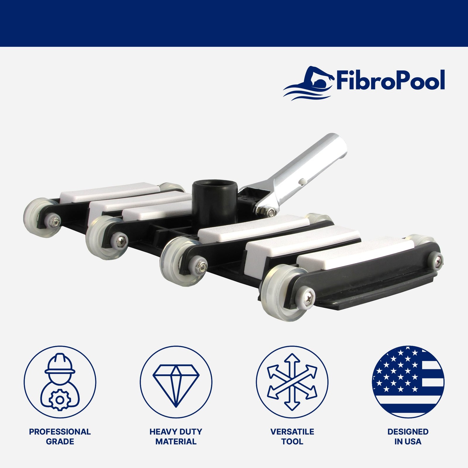 Professional-Grade Flexible Pool Vacuum Head - Extra-Wide, Weighted Design for E