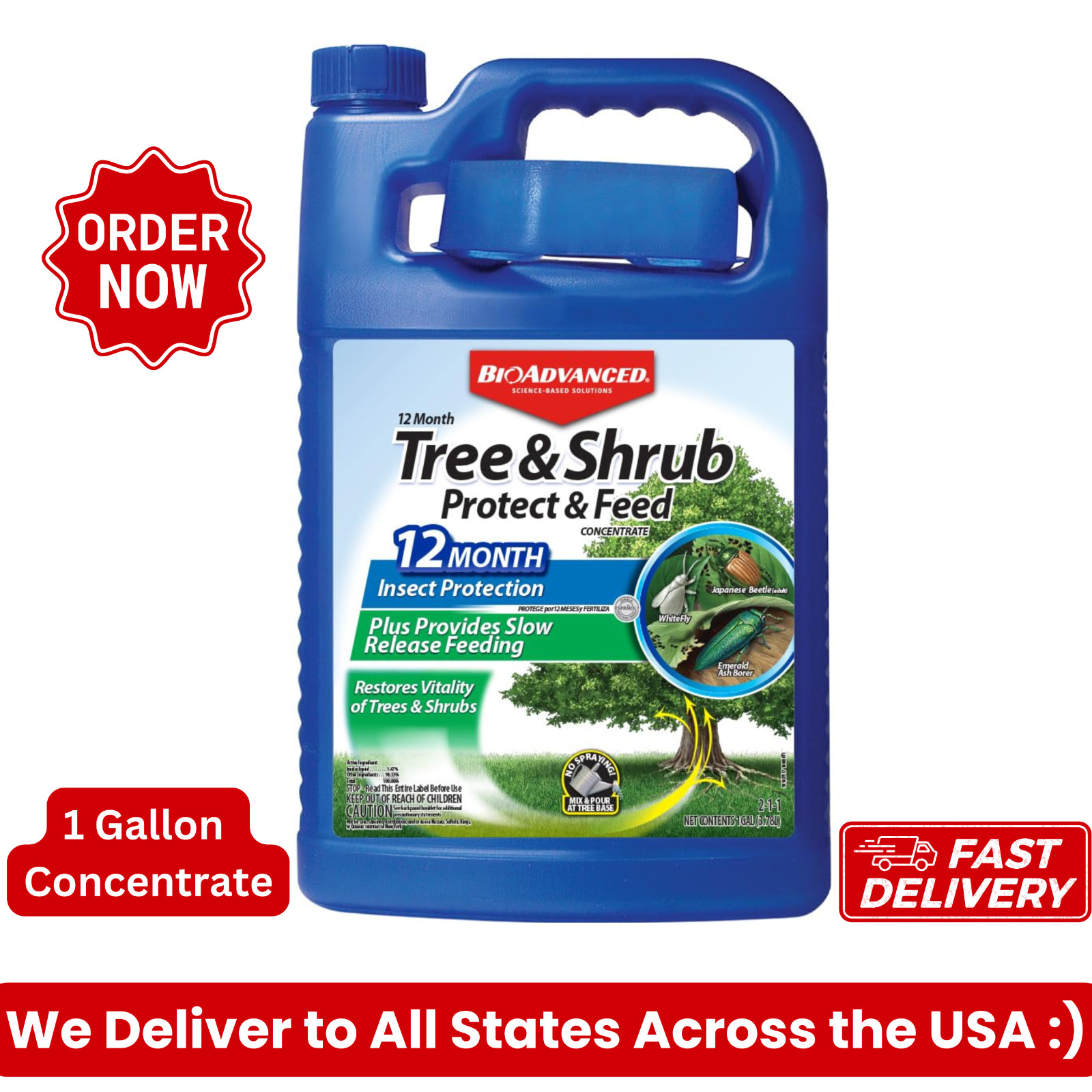 BioAdvanced 12 Month Tree & Shrub Protect & Feed Concentrate 1 Gallon Fast Ship