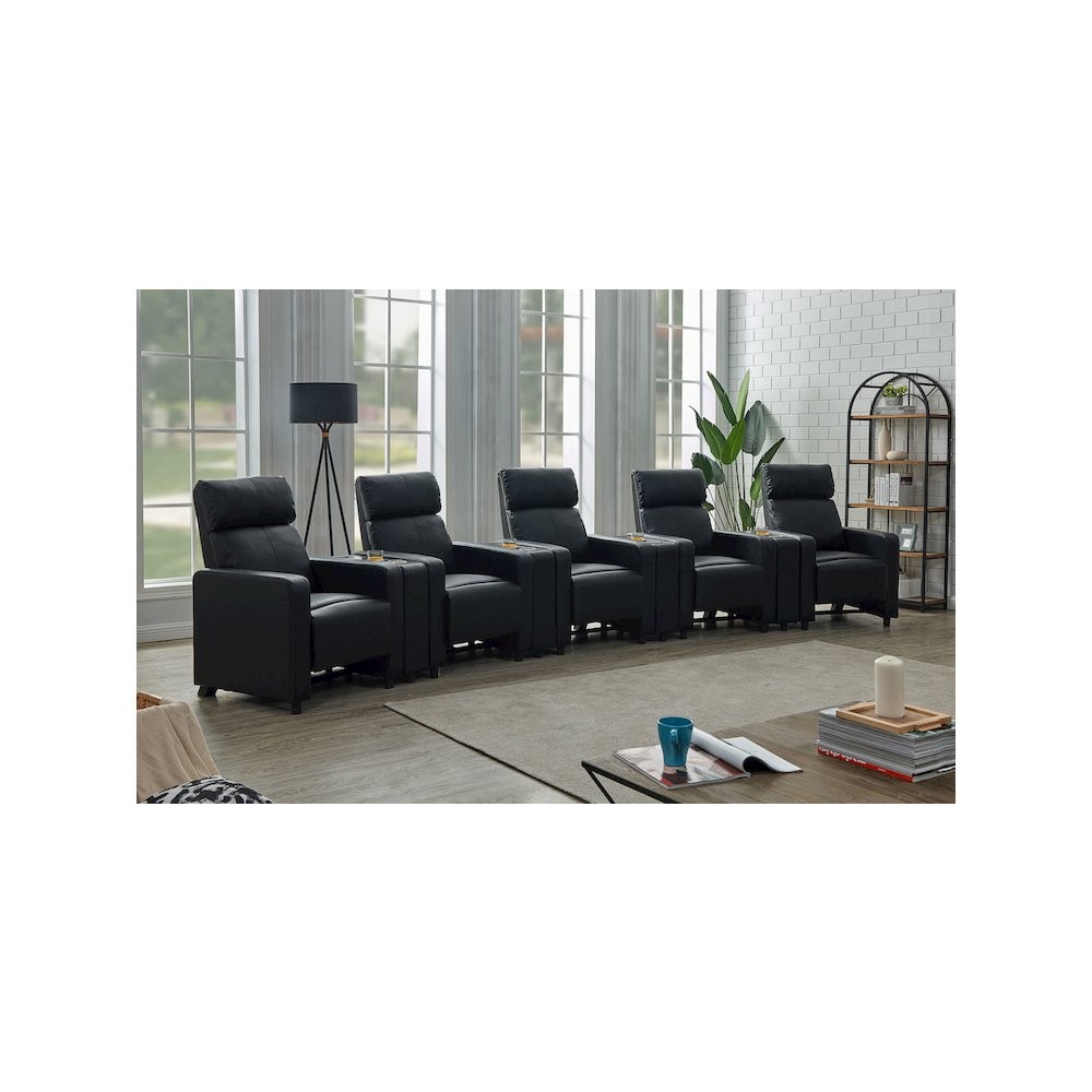 Toohey Upholstered Tufted Recliner Living Room Set Black