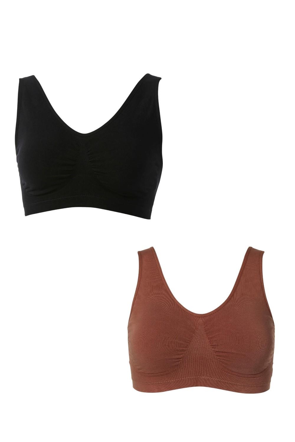 Rhonda Shear Women's 2-pack Cotton-Blend Ahh Bra Black/Mahogany
