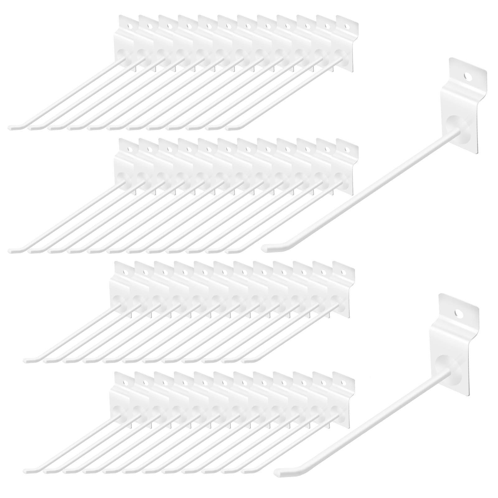 Slatwall Gridwall Hooks 6 and 8 Inch Bulk Set 4mm White Metal 20 PCS