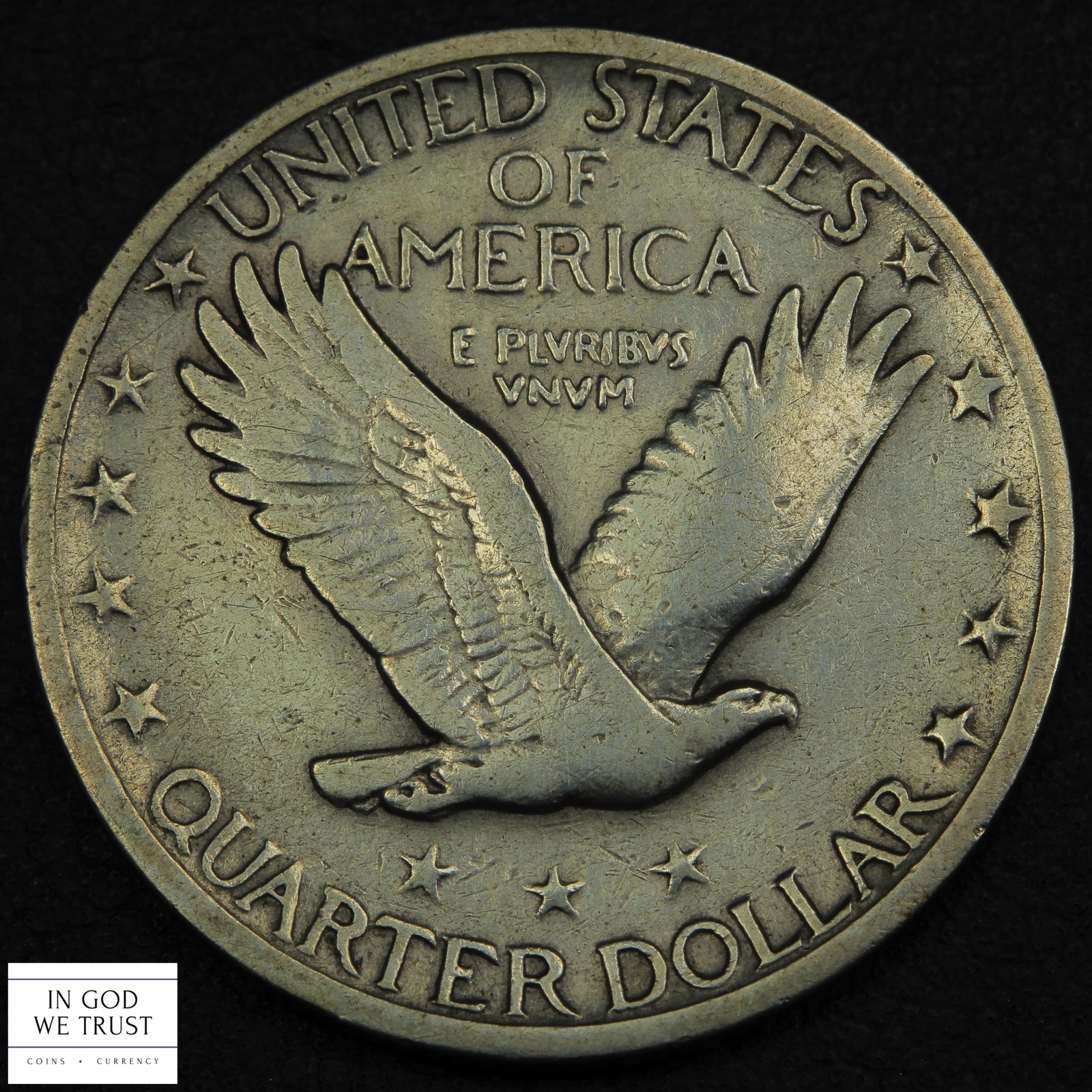 1918 S Standing Liberty Silver Quarter 25C - Cleaned