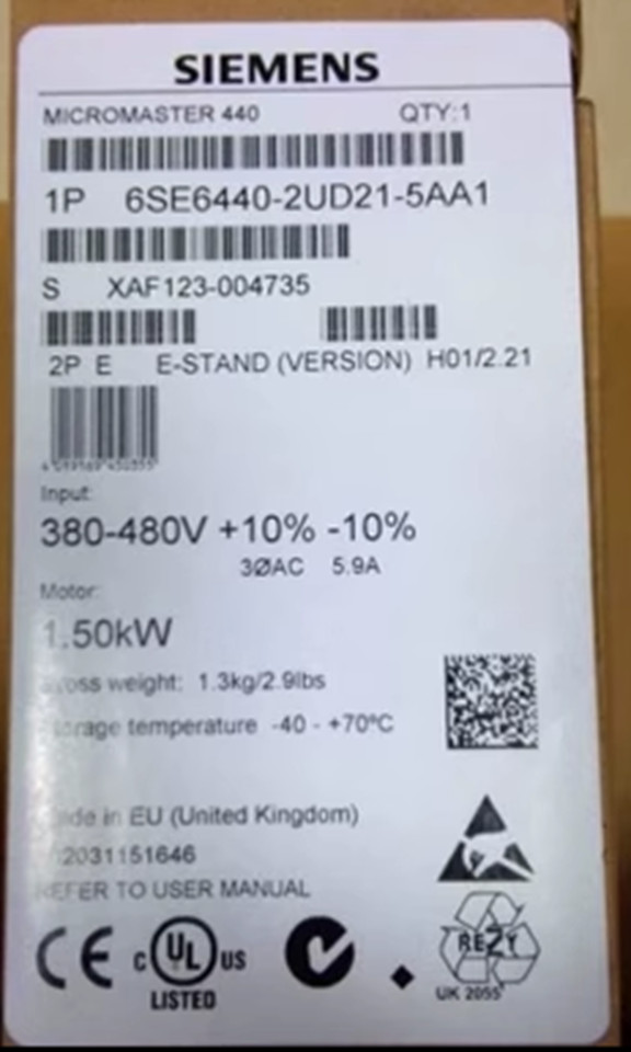 6SE6440-2UD21-5AA1 NEW SIEMENS 6SE6 440-2UD21-5AA1 MICROMASTER 440 Inverter