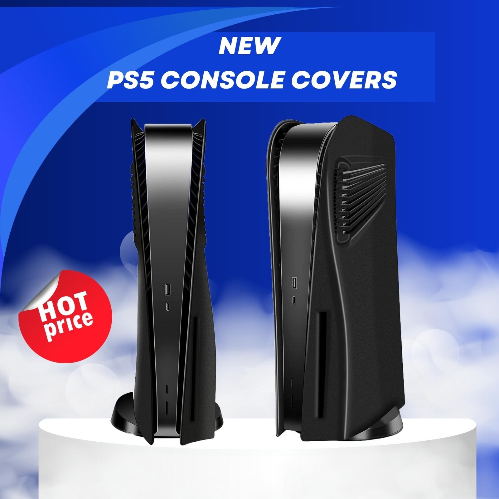 Console Cover Plates for PS5 Disc Edition, Vents Faceplate, ABS Protection Shell