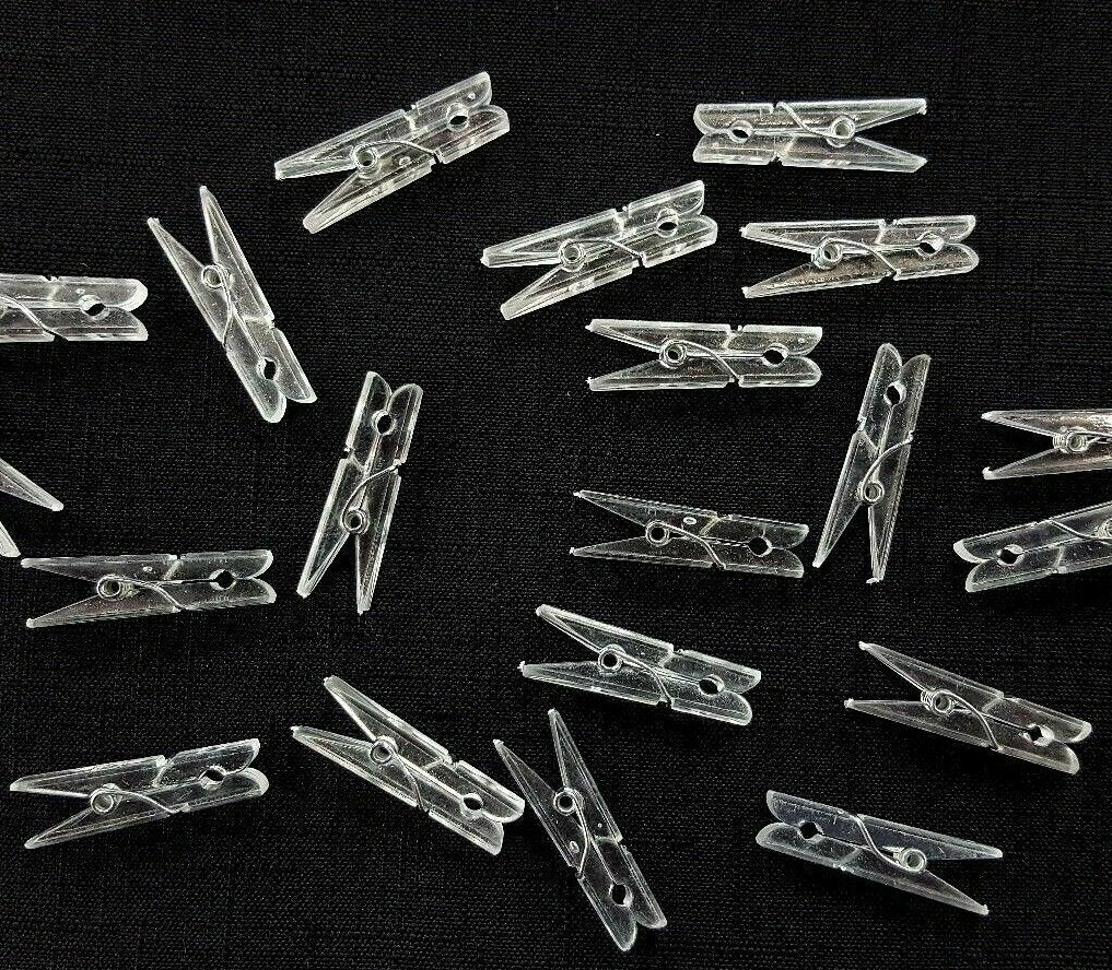 Clear Plastic Clothing Clip Small Plastic Spring Clamps for socks, shirts 20 pcs