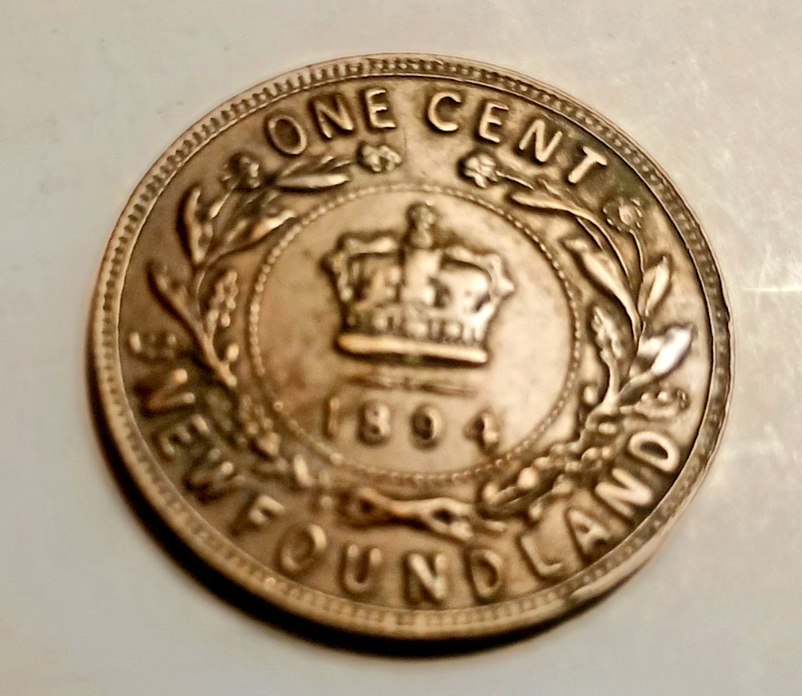 1894 NEWFOUNDLAND ONE CENT COIN