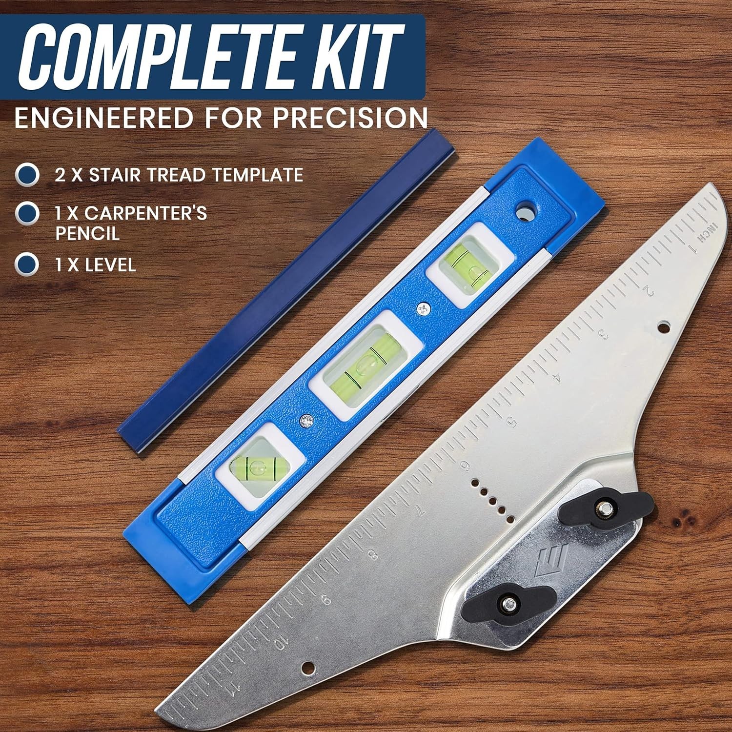 Solid Metal Stair Jig with Extendable Design for Accurate Tread and Riser Sizing