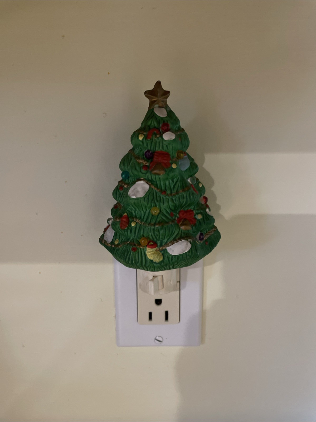Ceramic Green Christmas Tree Plug-in Decorative Night Light