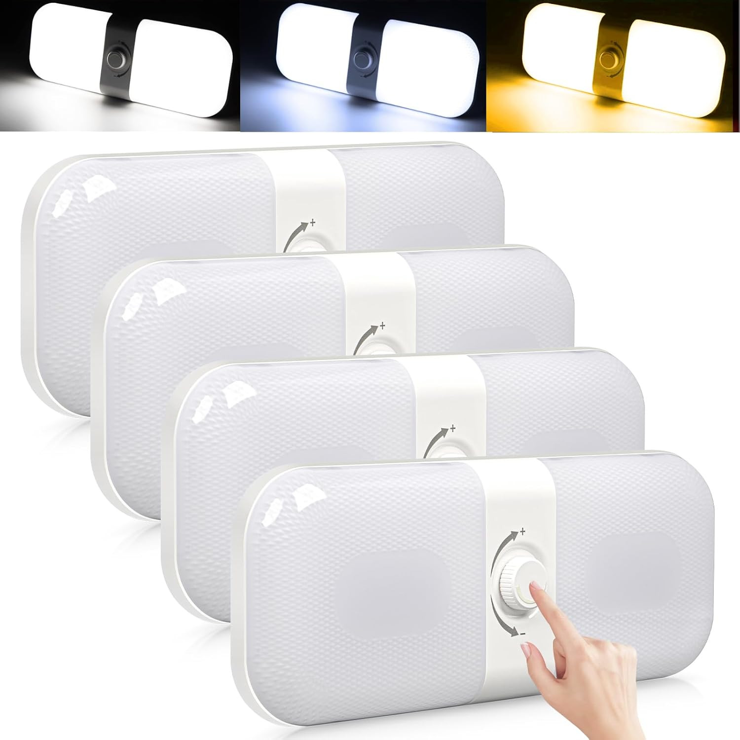 Dimmable 1700LM RV Interior Lights, 3 Color TEM Camper Lighting Solution